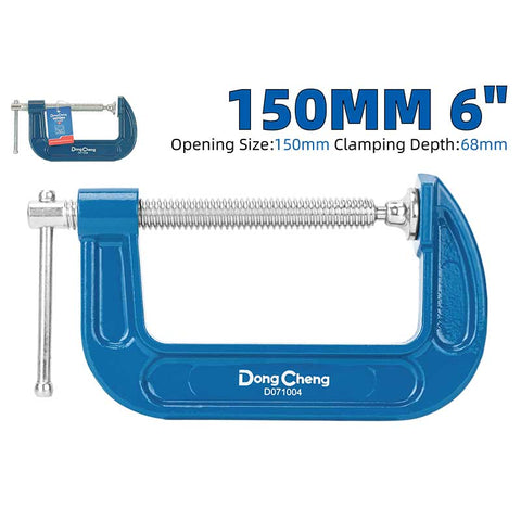 DongCheng HD071006 6-Inch / 150mm Heavy-Duty Malleable Cast Iron G-Clamp (T-Shaped Thread)