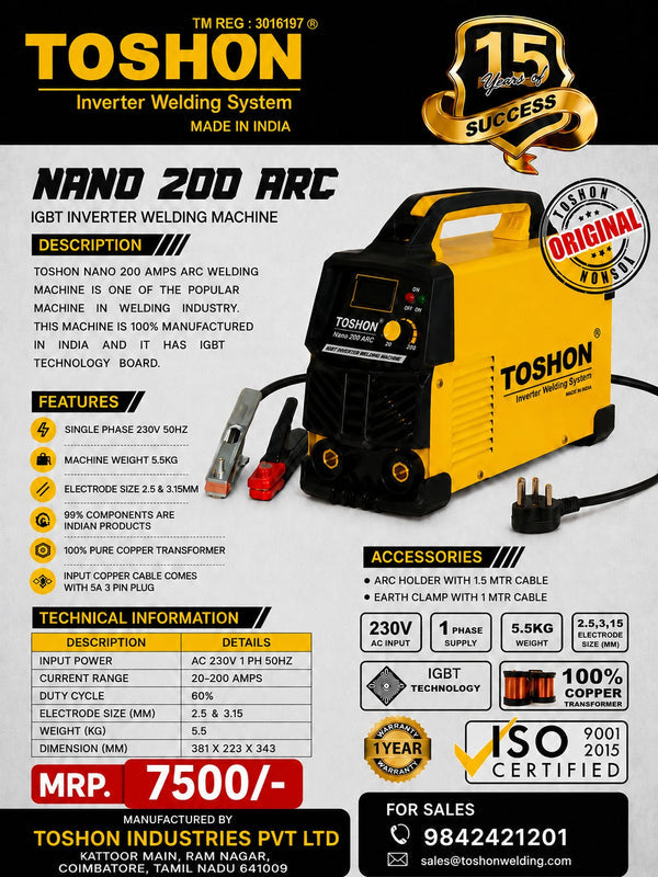 TOSHON Nano 200 ARC IGBT Inverter Welding Machine