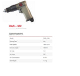 Ralli Wolf RAD302 pneumatic reversible drill — 3/8" capacity, 1800 RPM. Powerful motor holds speed under load